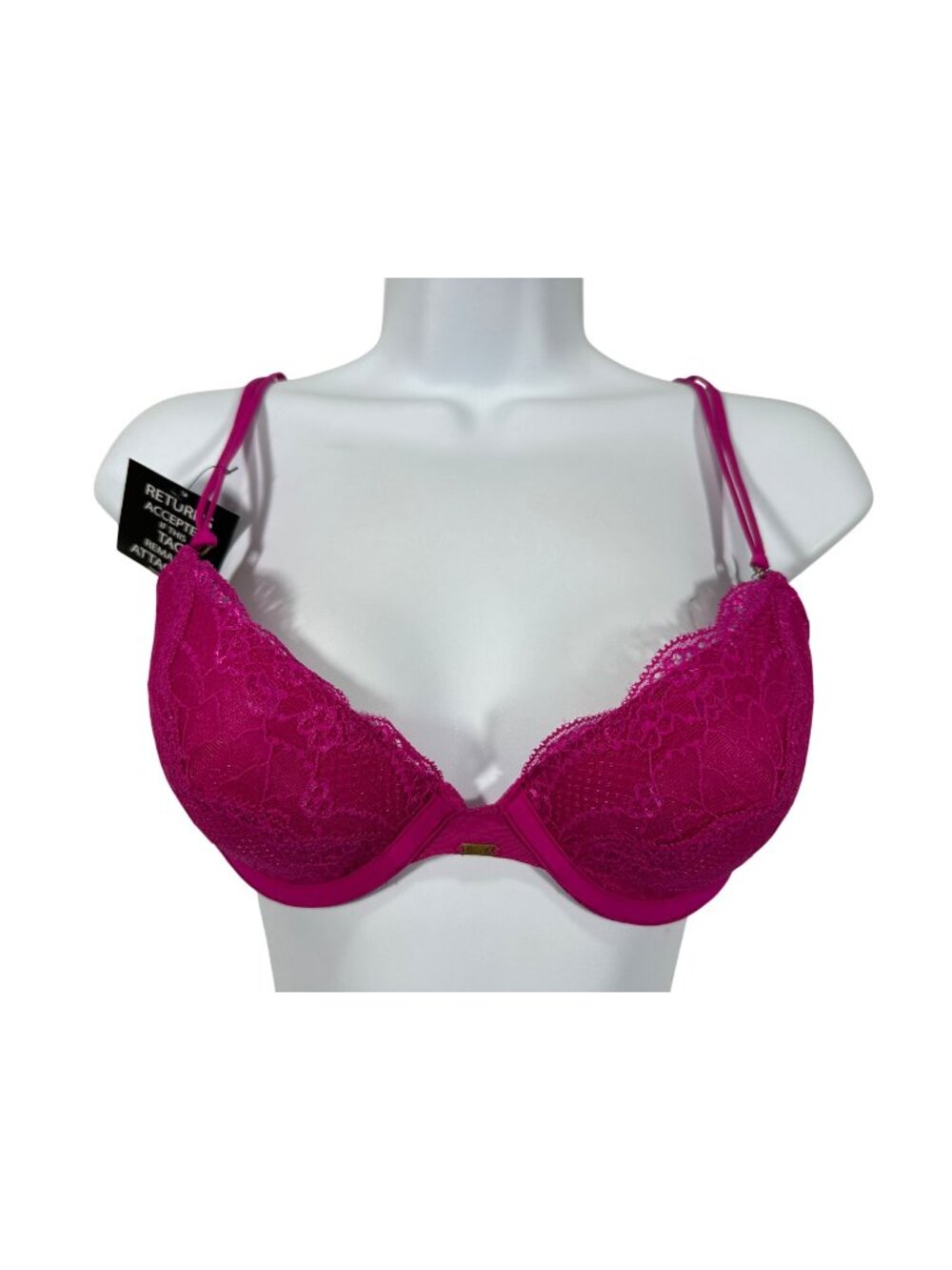 BeMe Lace Demi Bra 34B Pink Adjustable Straps Nylon Blend Underwire New